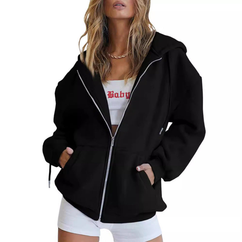 Damen Oversize Hoodiejacke mit hohen Kragen
