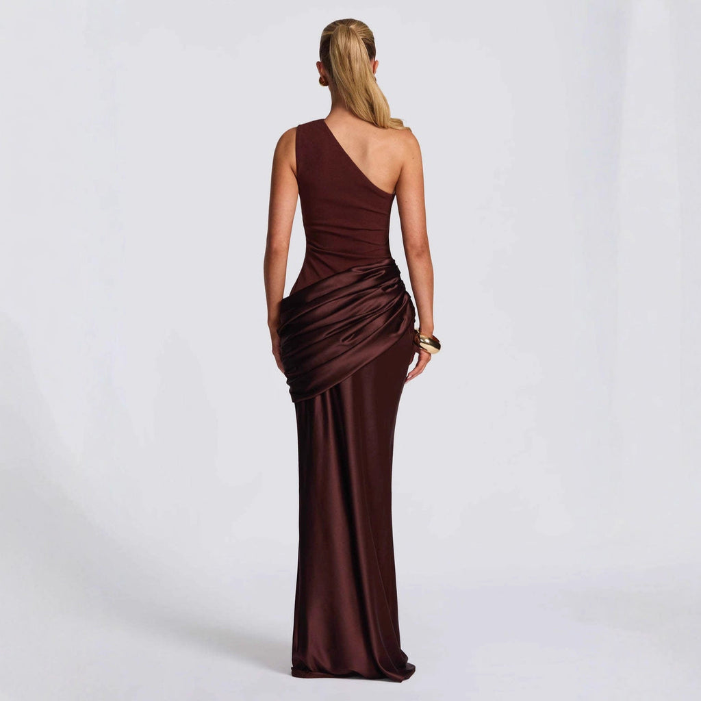 Damen Elegantes One-Shoulder Maxikleid mit raffinierten Drapierungsdetails