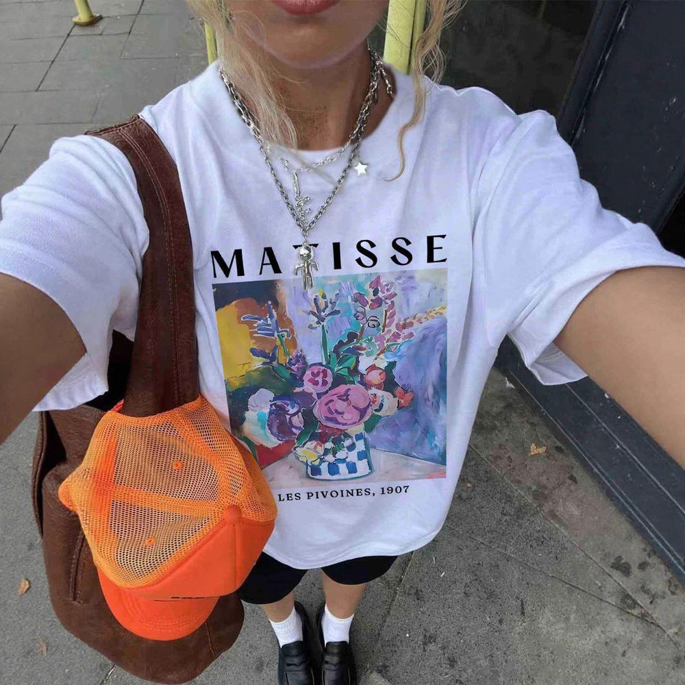 Damen T-Shirt mit künstlerischem Grafikdruck und lässigem Schnitt Shopnory