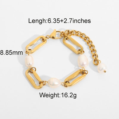 Damen Armband mit eleganten Perlen und modischen Verbindungselementen Shop Nory