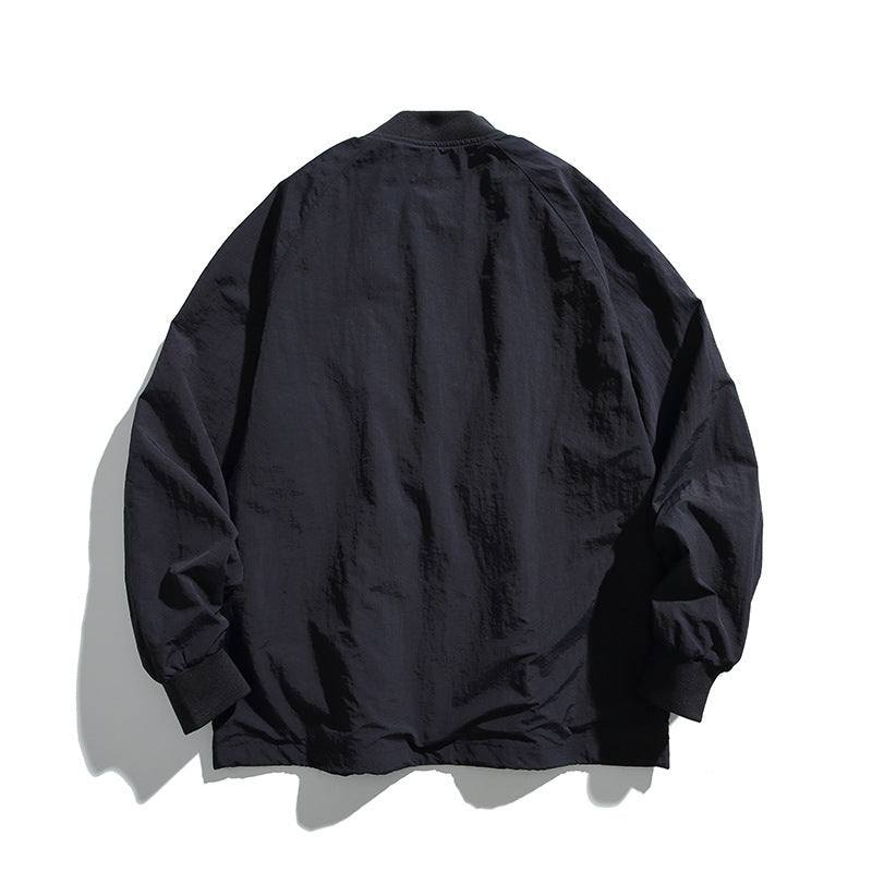 Unisex Weitgeschnittene Leichte Übergangsjacke mit V-Ausschnitt und Druckknopfleiste Shop Nory