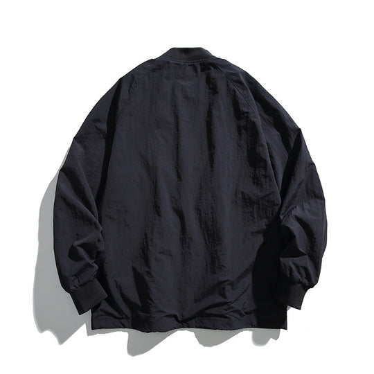 Unisex Weitgeschnittene Leichte Übergangsjacke mit V-Ausschnitt und Druckknopfleiste Shop Nory