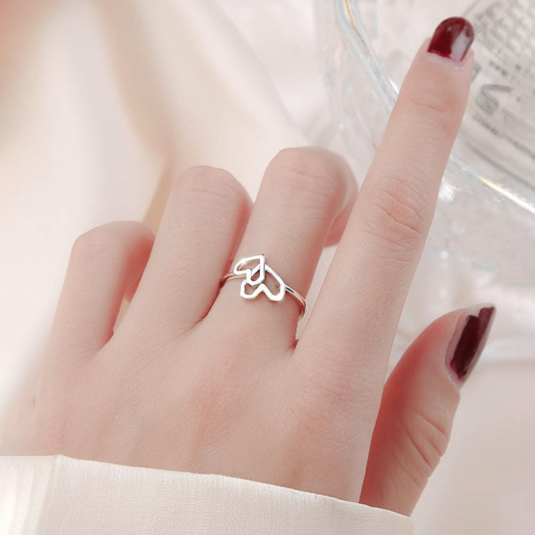 Damen Offener Doppelherzring aus hochwertigem Silber Shop Nory