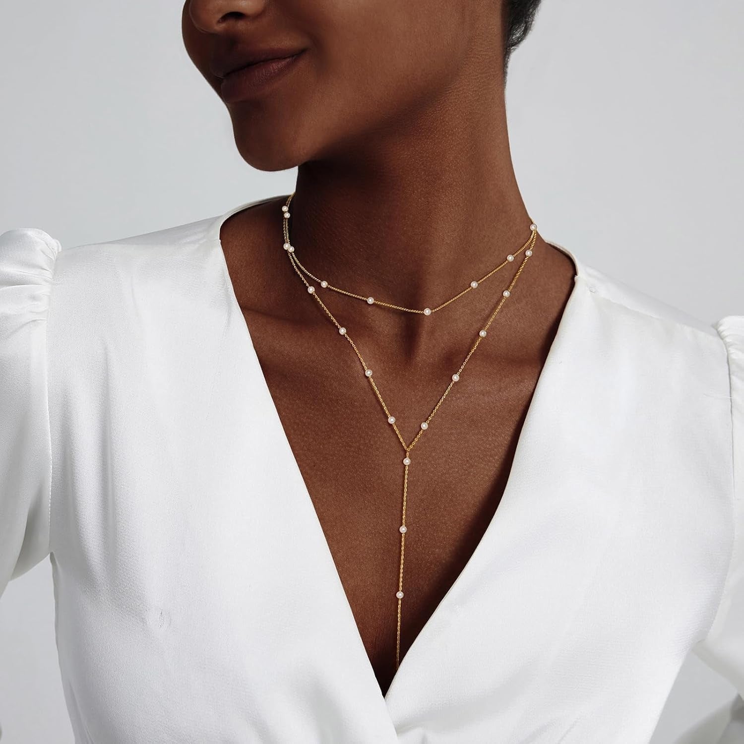 Damen Schmuckset mit zarten Perlen und filigranen Gliederketten Shop Nory