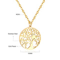 Damen Halskette mit kunstvollem Baum-Motiv aus hochwertigem Edelstahl und Goldbeschichtung Shop Nory