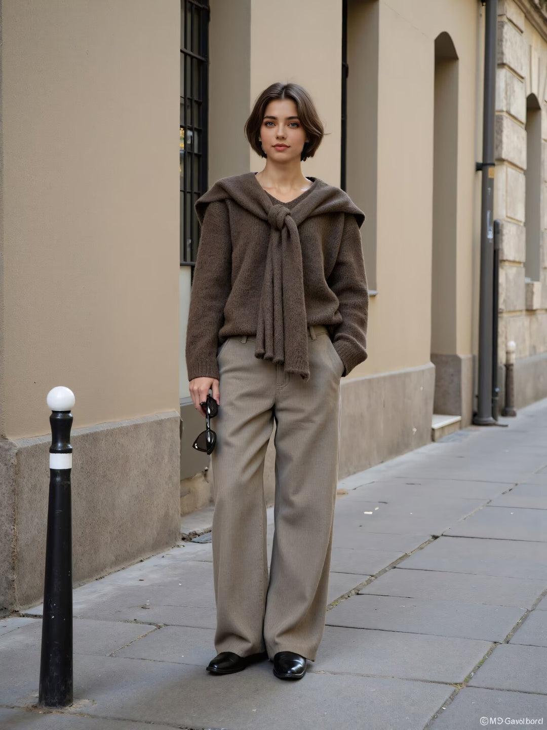 Damen Oversize Strickpullover mit integriertem Schal und weitem Schulterkragen Shop Nory