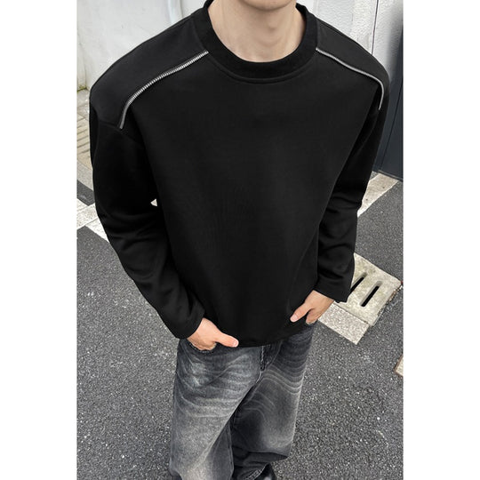 Herren Oversize-Rundhals-Sweatshirt mit überschnittener Schulter und dekorativen Steppnähten Shop Nory