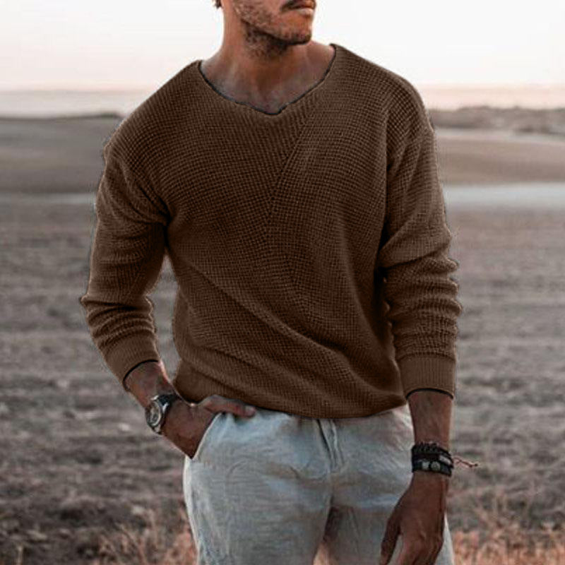 Herren Pullover mit V-Ausschnitt und strukturiertem Design