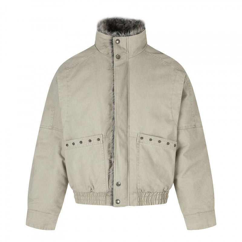 Damen Kurz geschnittene Cord‑Optik Blousonjacke mit Kunstfellfutter und hohem Stehkragen Shop Nory