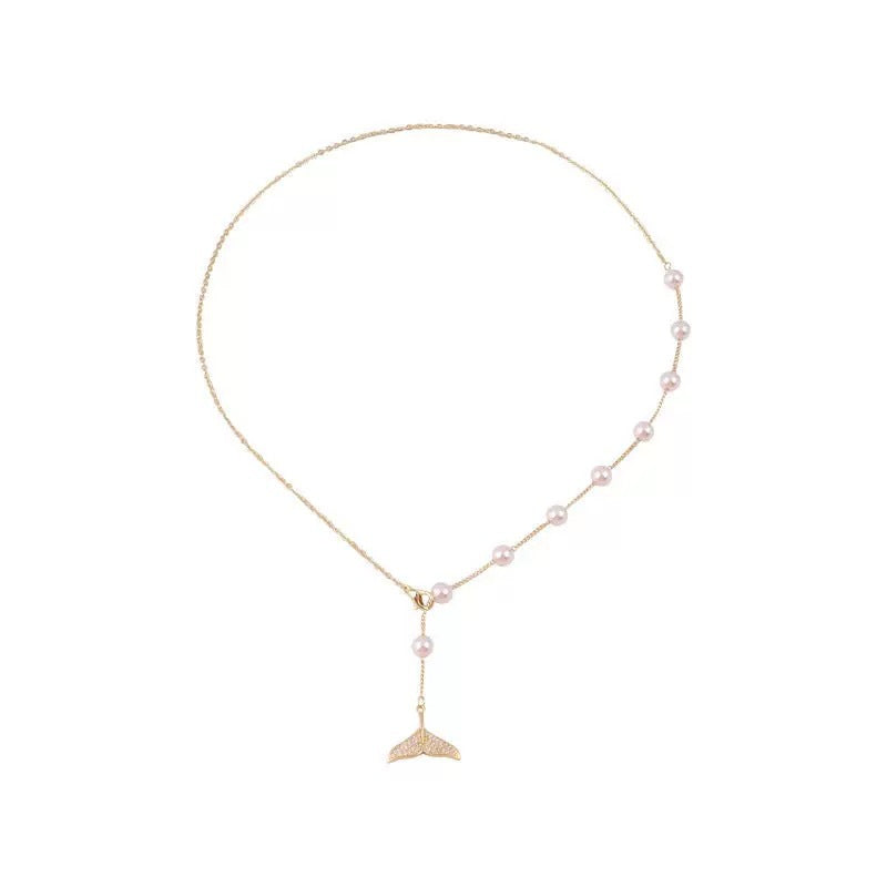 Damen Halskette mit eleganter Delphinflossen-Anhängern und paillettenverzierten Details Shop Nory
