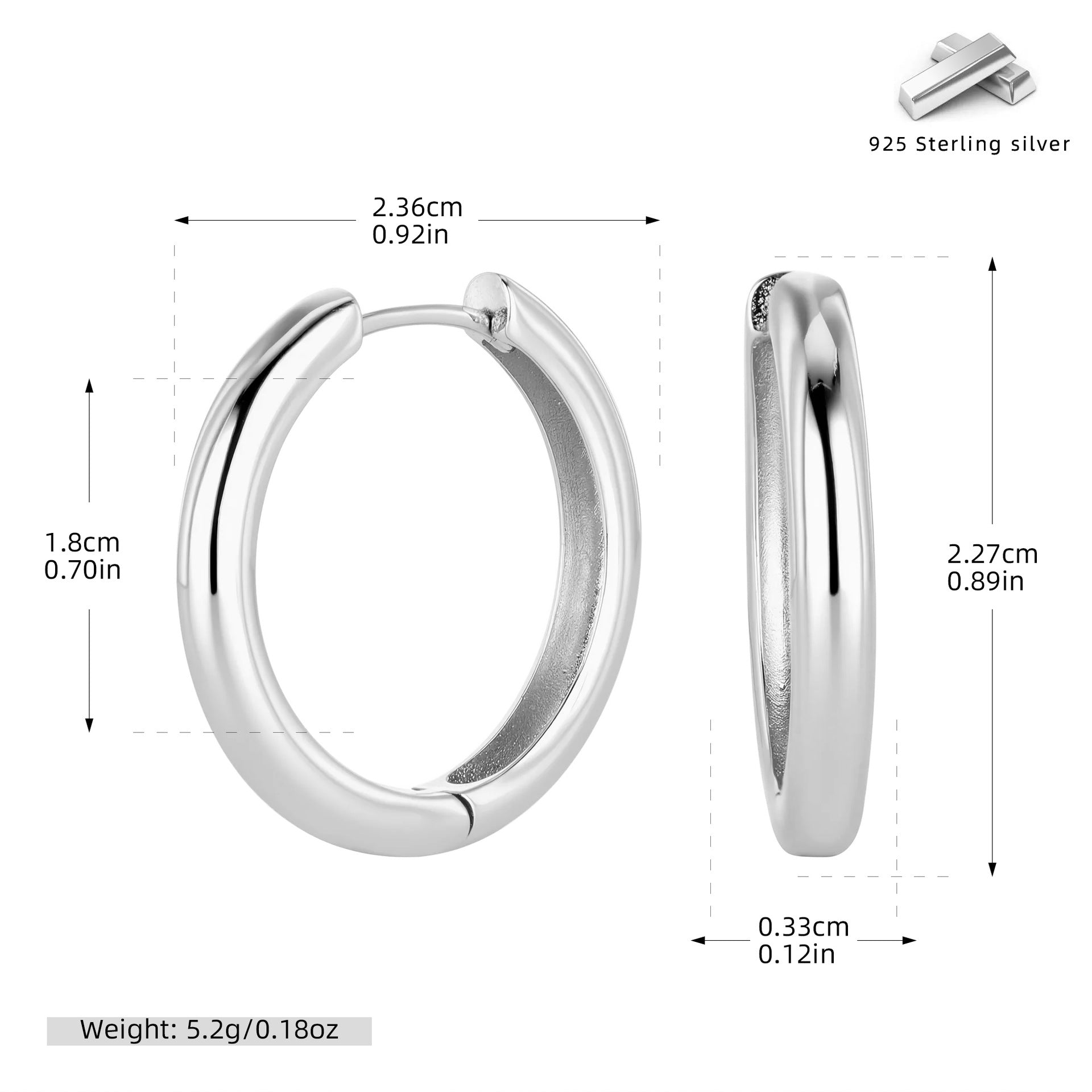 Damen Creolen in elegantem, modernem Design aus hochwertigem 925 Sterling Silber Shop Nory