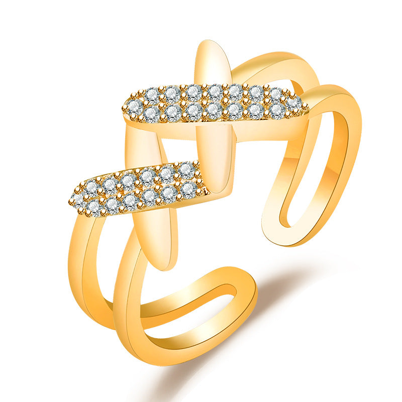 Damen Offener Ring mit funkelnden Zirkonia und kreativem Design Shop Nory