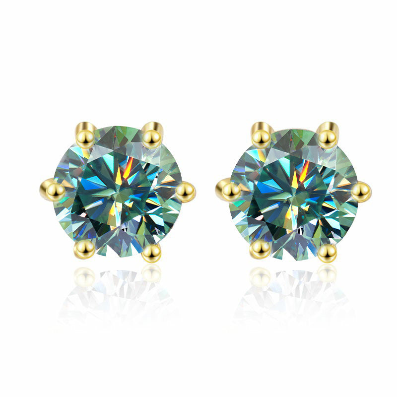 Damen Ohrringe mit funkelnden blauen Kristallen und edlem Goldrahmen Shop Nory