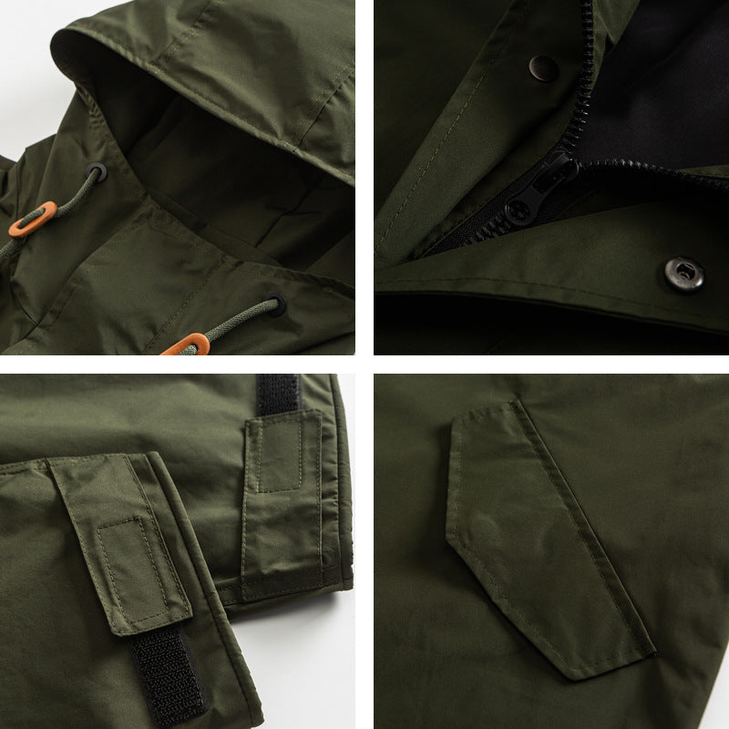 Unisex Oversize Wind- und Wasserdichter Parka mit Kapuze und Fischschwanz-Saum Shop Nory