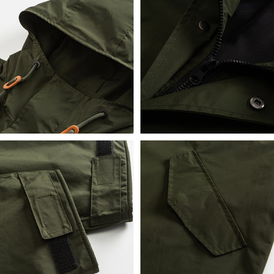 Unisex Oversize Wind- und Wasserdichter Parka mit Kapuze und Fischschwanz-Saum Shop Nory