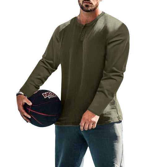 Herren Langarm-Henley-Oberteil aus Baumwoll-Mix schmal geschnitten Shop Nory