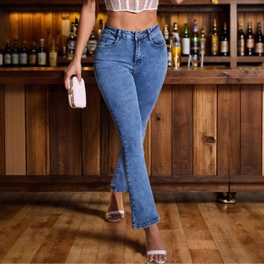 Damen Hochtaillierte schmal geschnittene Jeans im Straight‑Schnitt mit sculptendem Komfortbund Shop Nory
