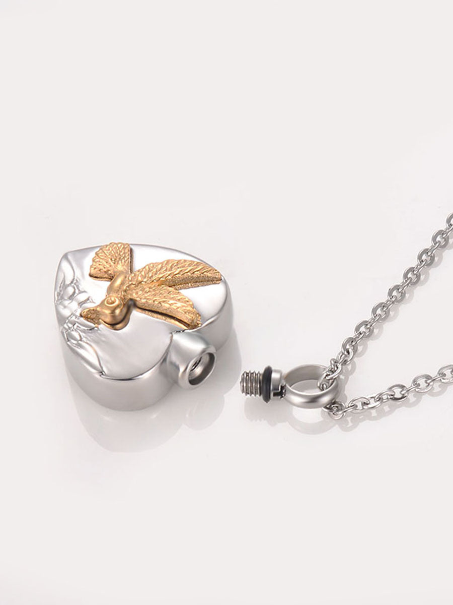 Damen Herzanhänger mit filigranem Vogelmotiv Shop Nory