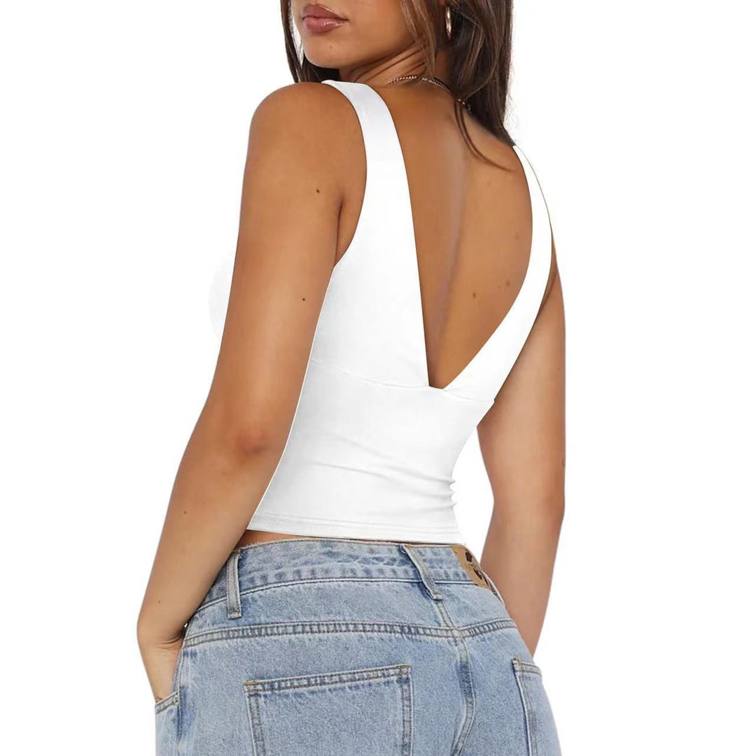 Damen figurbetontes V-Ausschnitt Top