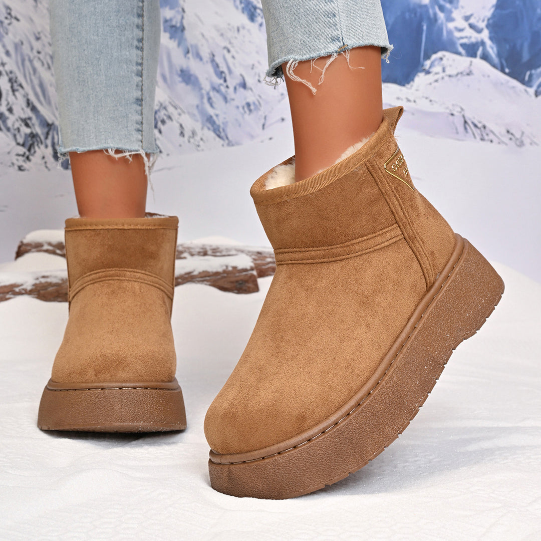 Damen Gefütterte Plateau‑Stiefeletten aus Wildlederoptik mit Teddyfutter Shop Nory
