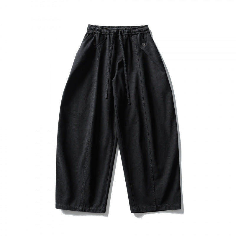 Unisex Weite Ballonhose aus Baumwollmix mit Tunnelzugbund und dekorativen Abnähern Shop Nory