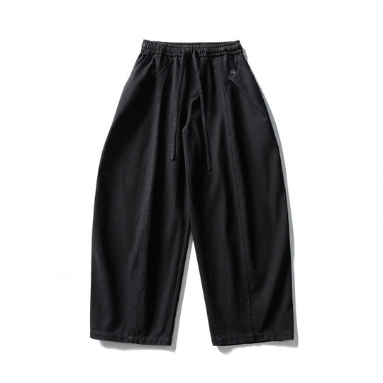 Unisex Weite Ballonhose aus Baumwollmix mit Tunnelzugbund und dekorativen Abnähern Shop Nory