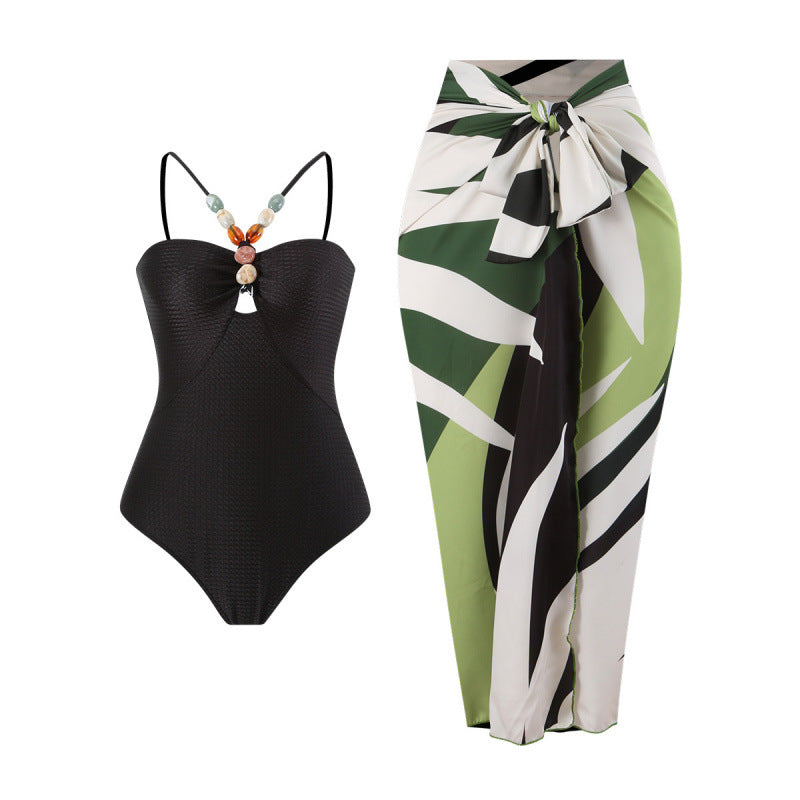Damen Bandeau-Badeanzug mit asymmetrischem Rock