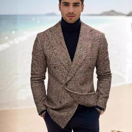 Herren Doppelreihiges Tweed-Sakko mit markantem Revers und taillierter Silhouette Shop Nory