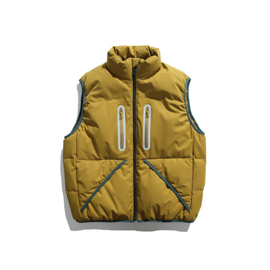 Unisex Wattierte Stehkragen‑Weste mit wind- und wasserabweisender Oberfläche, Kontrastpaspel und Mehrfachtaschen Shop Nory