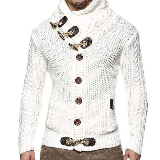 Herren nan grobgestrickter Cardigan mit Schalkragen, Knebelverschlüssen und Zopfmusterärmeln Shop Nory