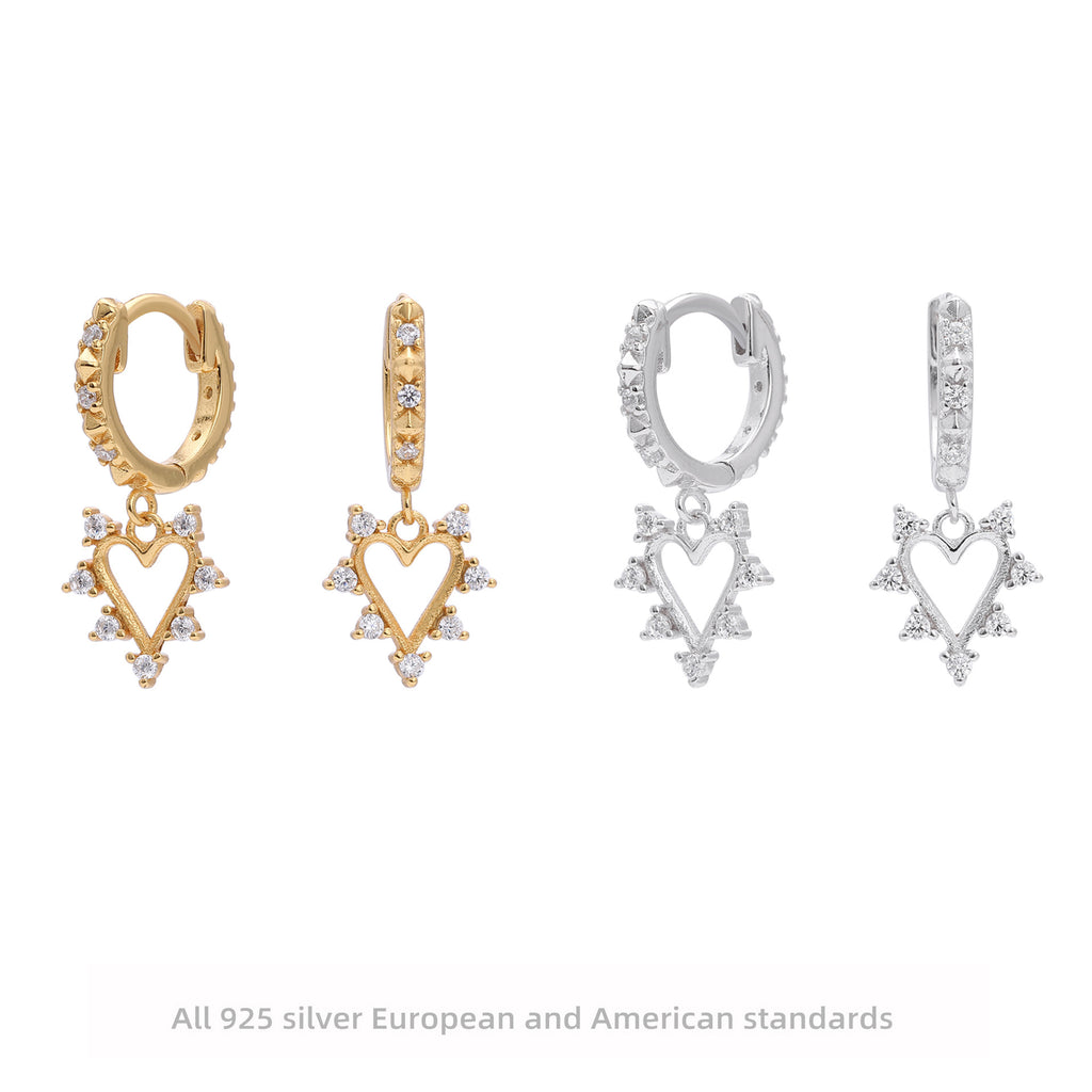 Damen Ohrhänger mit herzförmigem Zirkon-Anhänger aus hochwertigem 925 Sterling Silber Shop Nory