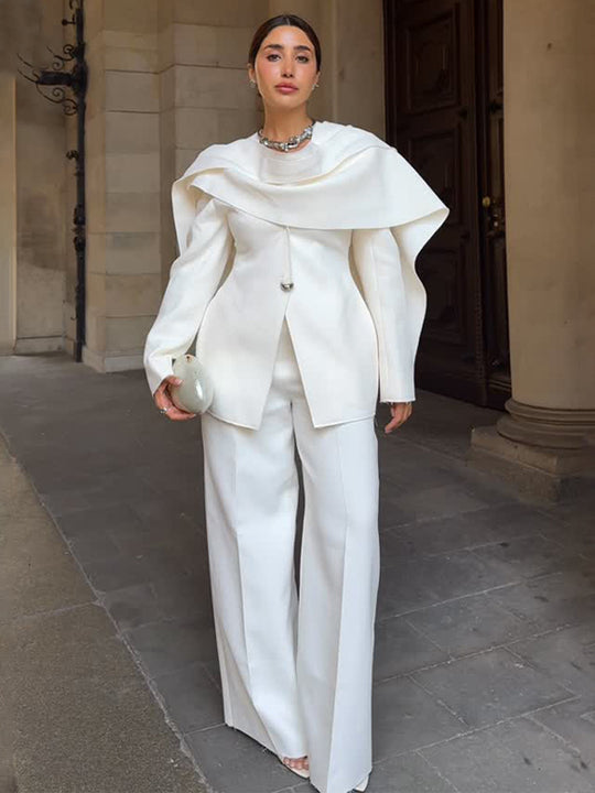 Damen Taillierter Blazer mit überlappendem Cape-Kragen Shop Nory