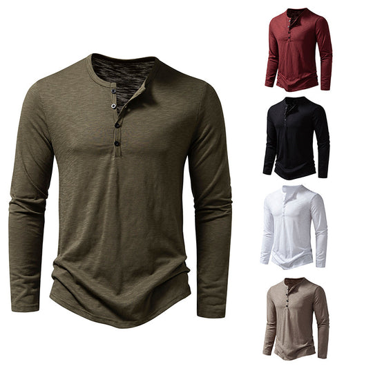 Herren Feinstrick-Henley mit Rundhalsausschnitt, verdeckter Knopfleiste und figurbetonter Passform Shop Nory