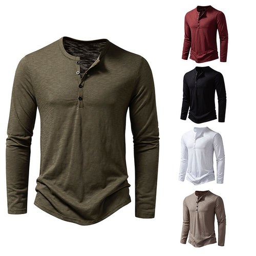 Herren Feinstrick-Henley mit Rundhalsausschnitt, verdeckter Knopfleiste und figurbetonter Passform Shop Nory