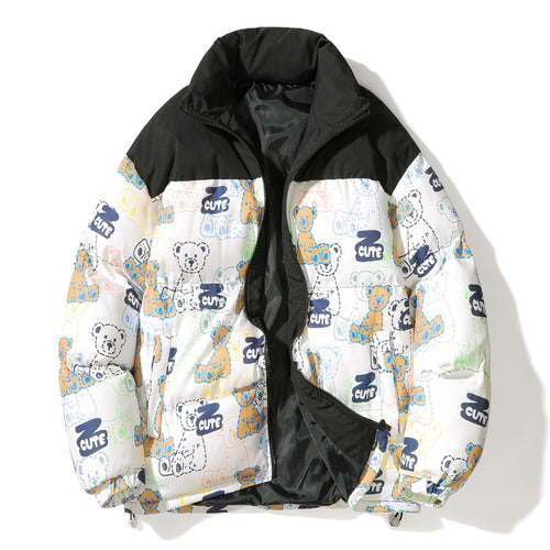 Unisex Gestepptes Teddy‑Print Pufferjacke mit hohem Kragen Shop Nory