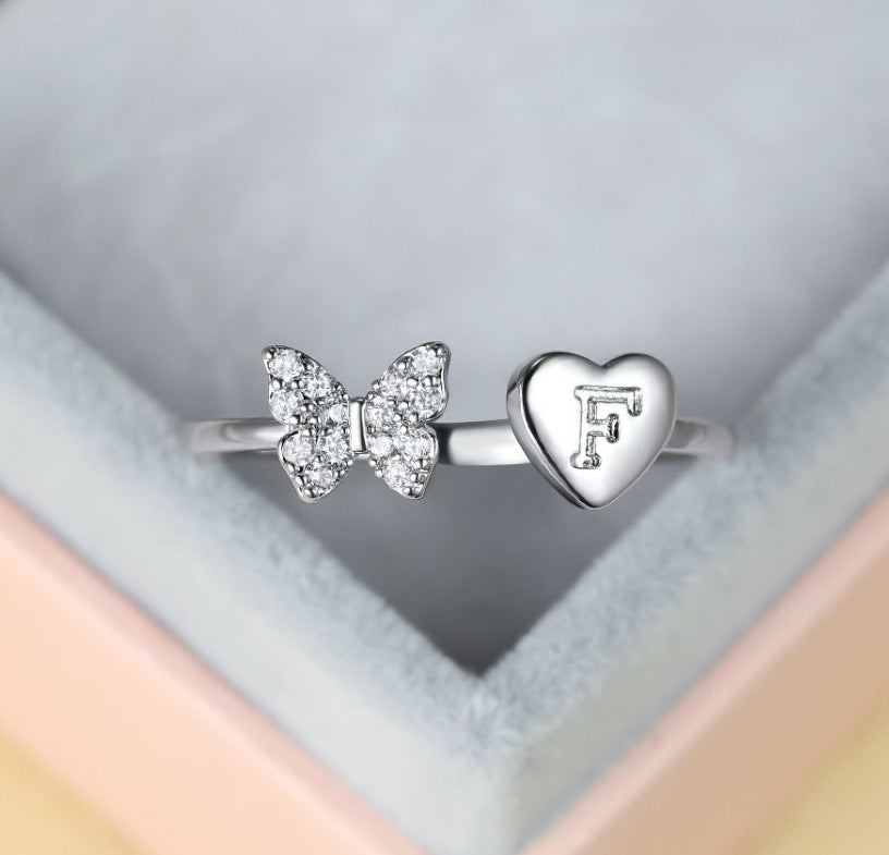 Damen Ring mit Schmetterlingsdesign und Herzmotiv Shop Nory