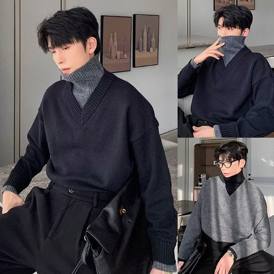 Herren Klassischer V-Ausschnitt Strickpullover Shop Nory