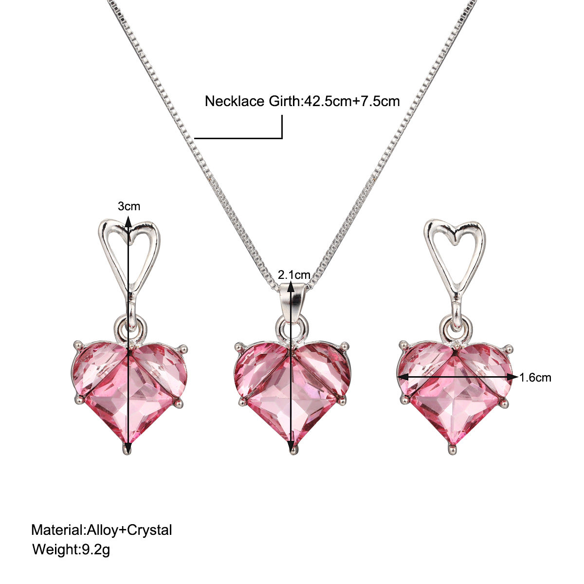 Damen Schmuckset mit Herzen und funkelnden Kristallen Shop Nory