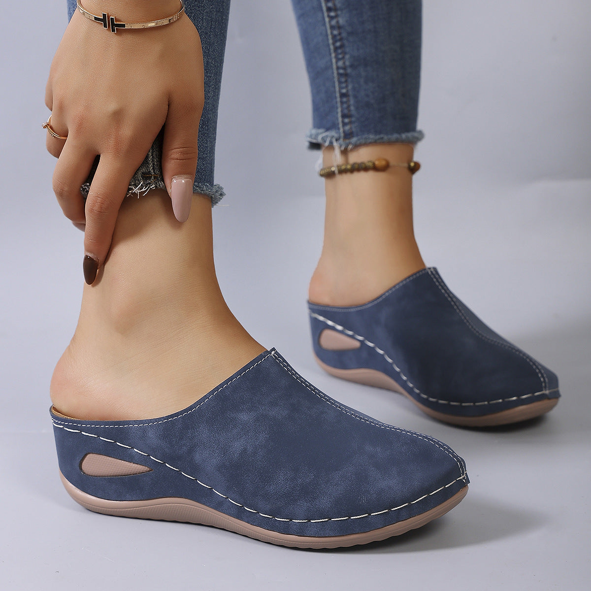 Damen Bequeme Clogs aus hochwertigem Leder mit ergonomischem Fußbett