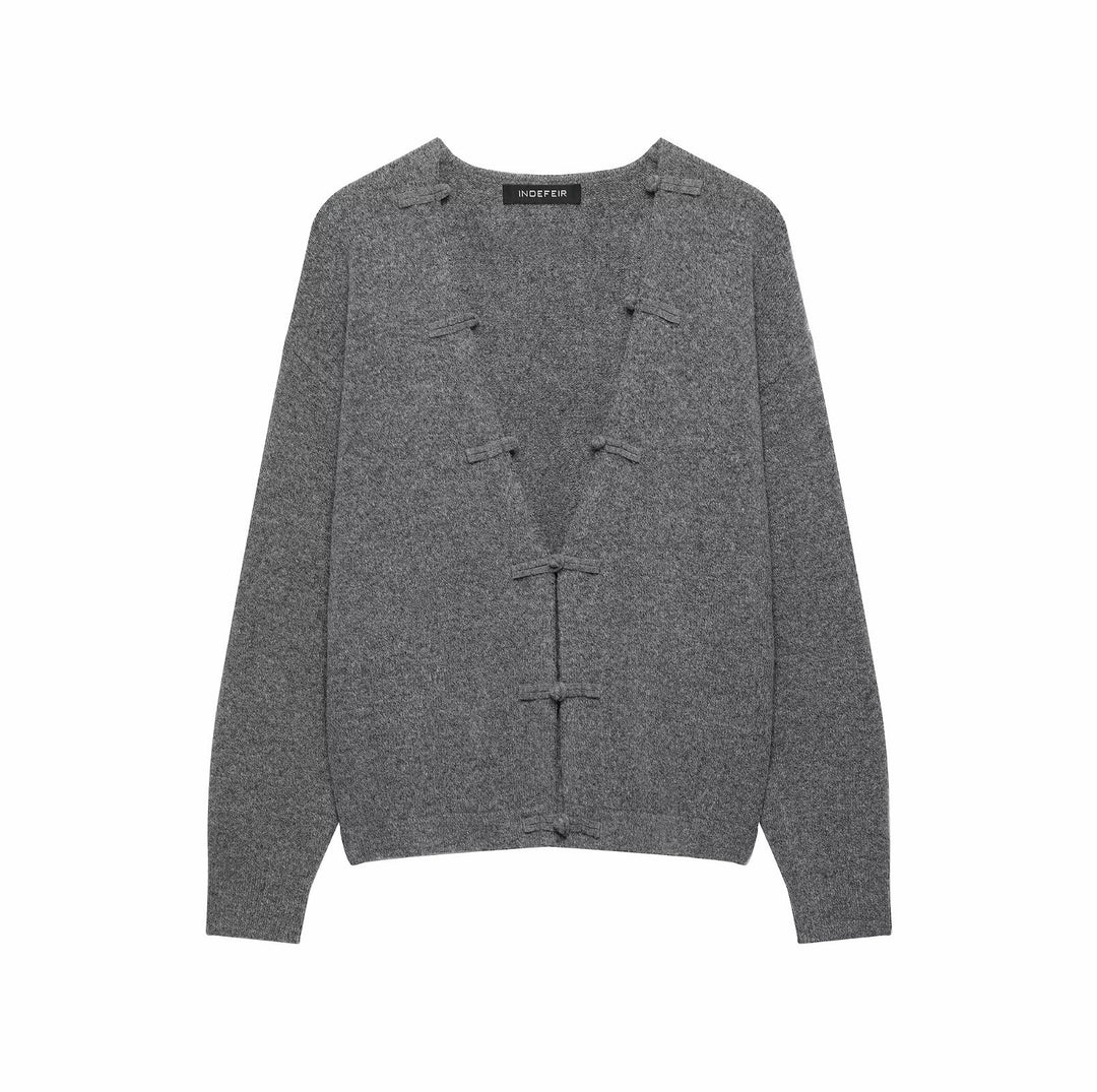 Damen Grobgestrickter Cardigan mit Knebelverschlüssen und kastiger Silhouette Shop Nory