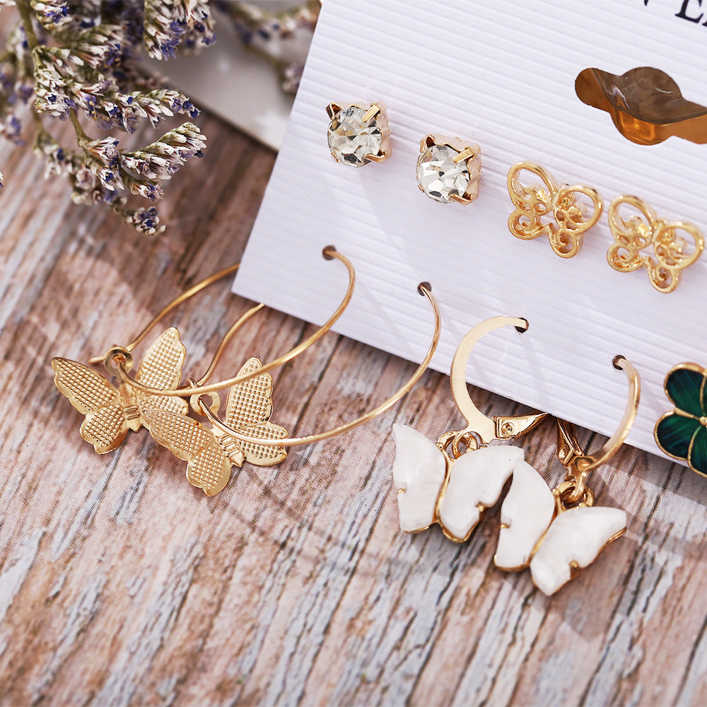 Damen Ohrringe Set mit verspielten Schmetterlings- und Herzdesigns Shop Nory