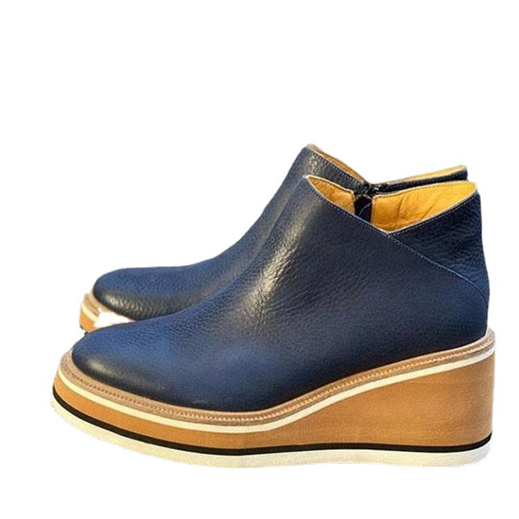 Damen nan Keilabsatz-Stiefelette aus vollnarbigem Leder mit ergonomischer Plateausohle und innenliegendem Reißverschluss Shop Nory