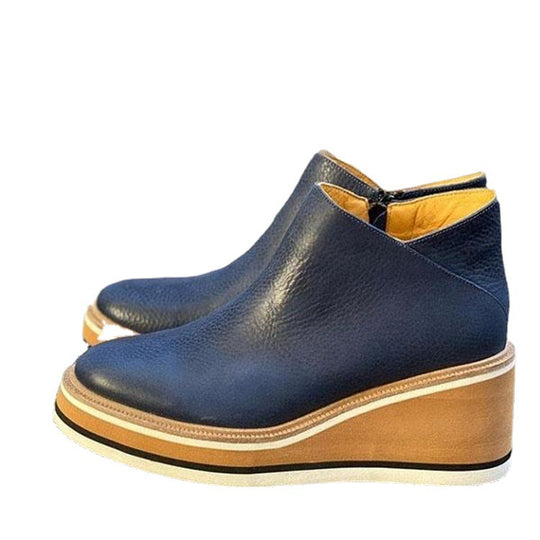Damen nan Keilabsatz-Stiefelette aus vollnarbigem Leder mit ergonomischer Plateausohle und innenliegendem Reißverschluss Shop Nory