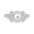 Damen Hochwertiger Ring mit strahlender Perle und funkelnden Zirkoniasteinen Shop Nory