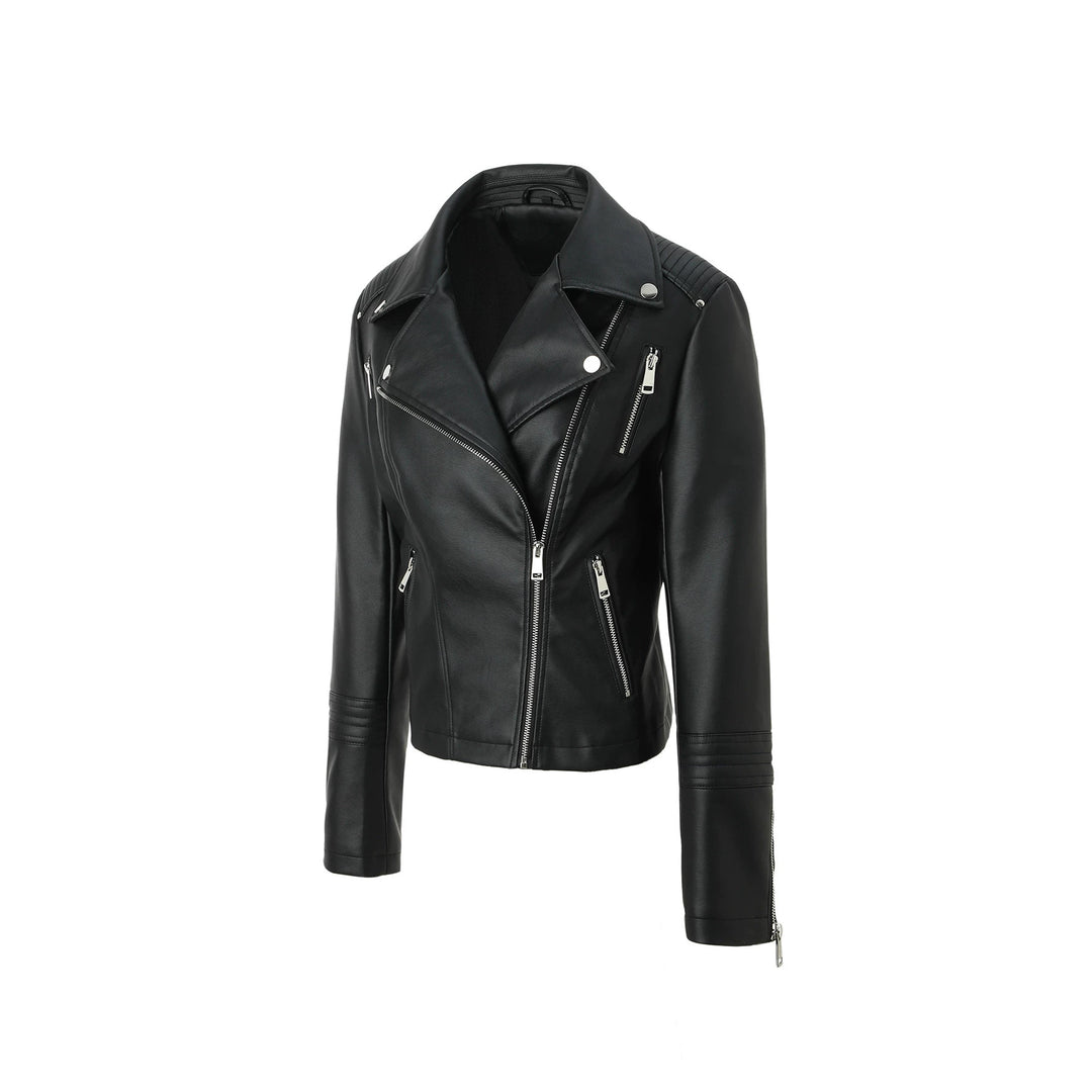 Damen Taillierte Bikerjacke aus softem Kunstleder mit gesteppter Schulter- und Ärmelpartie Shop Nory