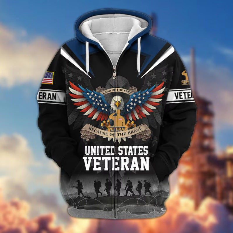 Herren Kapuzensweater mit amerikanischem Veteranenmotiv Shop Nory