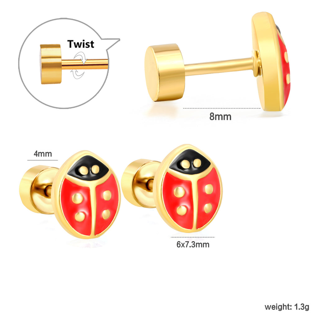 Damen Ohrstecker mit Marienkäfer-Motiv und hochwertiger Edelstahl-Beschichtung Shop Nory