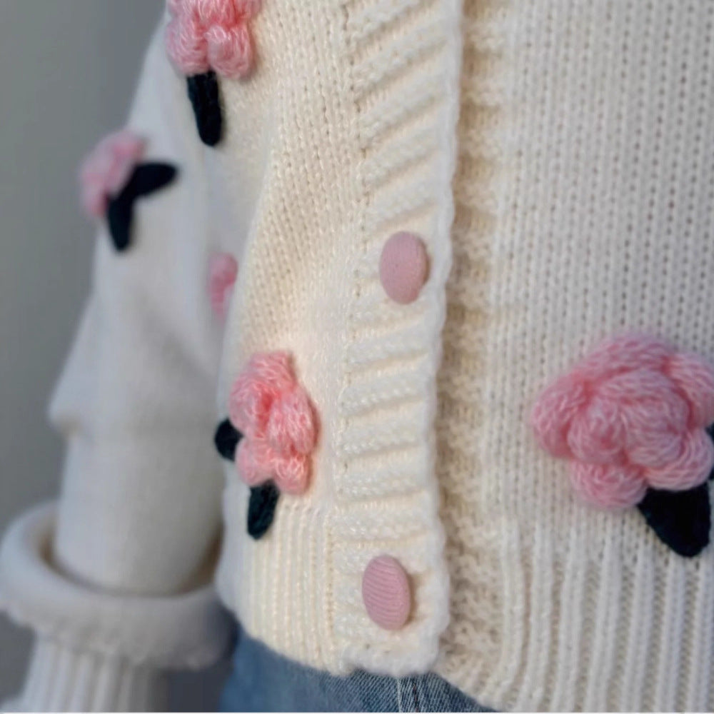 Damen Strickjacke mit Blumenmuster Shop Nory