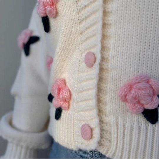 Damen Strickjacke mit Blumenmuster Shop Nory