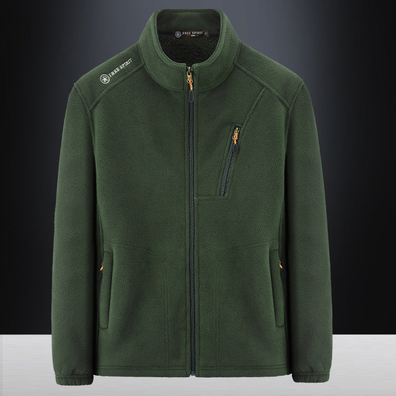 Herren Warme Microfleece-Outdoorjacke mit Brustreißverschluss, Seitentaschen und Stehkragen Shop Nory